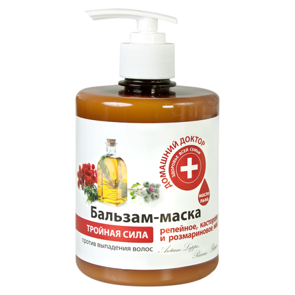 Μάσκα (Balm-Mask) για μαλλιά "Home doctor" τριπλής ισχύος, κολλιτσίδα, καστορέλαιο, 500 ml