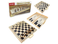 Σετ 3 παιχνιδιών σε 1 σκάκι, ντάμα,τάβλι (Набор 3 в 1 шахматы, шашки, нарды, дерево, доска)