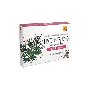 Ταμπλέτες Motherwort + Vitamin B6 - Пустырник+Витамин В6 Крепкие Нервы таблетки 100мг 40 шт. Фарм-Про