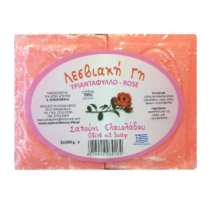 Σαπούνι ελαιόλαδου "Λεσβιακή Γη" με άρωμα Τριαντάφυλλο 2x100g 
