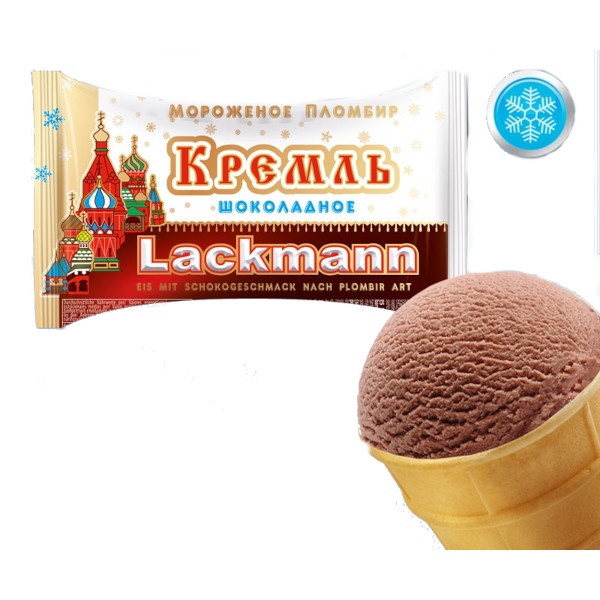 Παγωτό "Кремль" με γεύση σοκολάτα σε χωνάκι βάφλας (Пломбир шоколадный, в вафельном стаканчике) 80gr