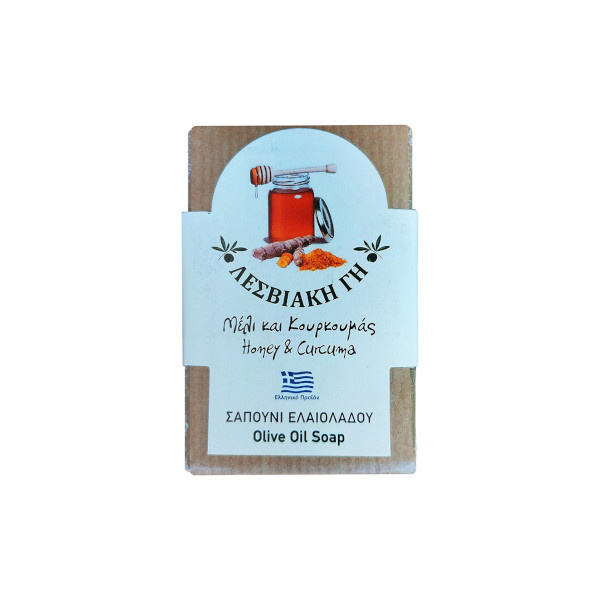 Σαπούνι Ελαιολαδου "Λεσβιακη Γη" με άρωμα Μέλι & Κουρκουμά ~100gr